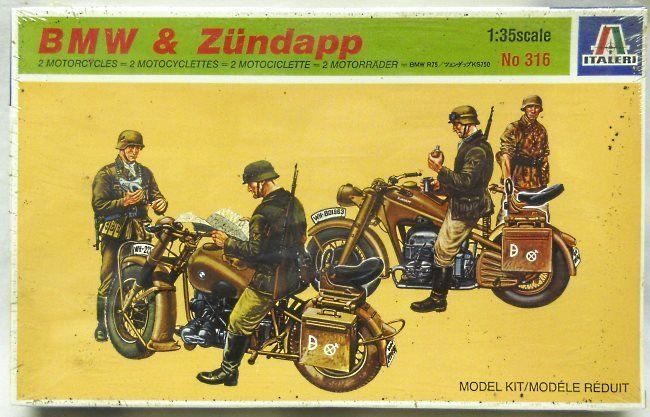 Italeri 1/35 BMW and Zundapp Motorcycles - With Soldiers, 316 plastic model kit